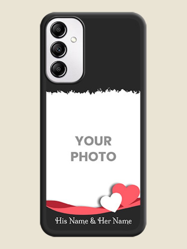 Custom Pin Color Love Shaped Ribbon Design with Text on Space Black Custom Soft Matte Phone Back Cover - Galaxy M14 5G - alternate view