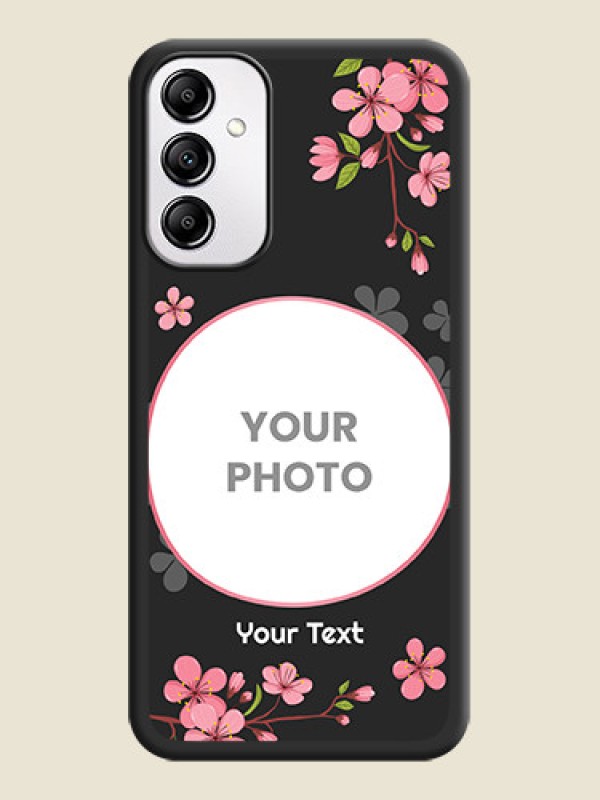 Custom Round Image with Pink Color Floral Design on Photo on Space Black Soft Matte Back Cover - Galaxy M14 5G - alternate view