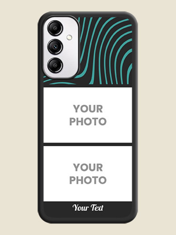 Custom Wave Pattern with 2 Image Holder on Space Black Personalized Soft Matte Phone Covers - Galaxy M14 5G - alternate view