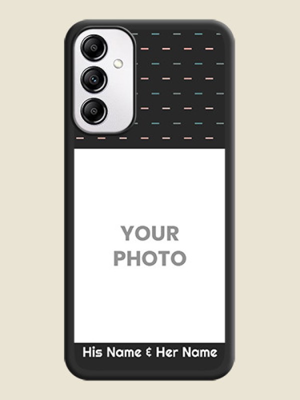 Custom Line Pattern Design with Text on Space Black Custom Soft Matte Phone Back Cover - Galaxy M14 5G - alternate view