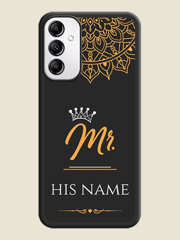 Custom Mr Name with Floral Design  on Personalised Space Black Soft Matte Cases - Galaxy M14 5G - alternate view