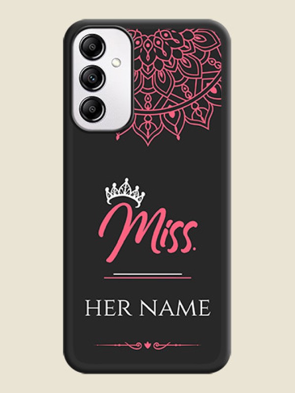 Custom Mrs Name with Floral Design on Space Black Personalized Soft Matte Phone Covers - Galaxy M14 5G - alternate view