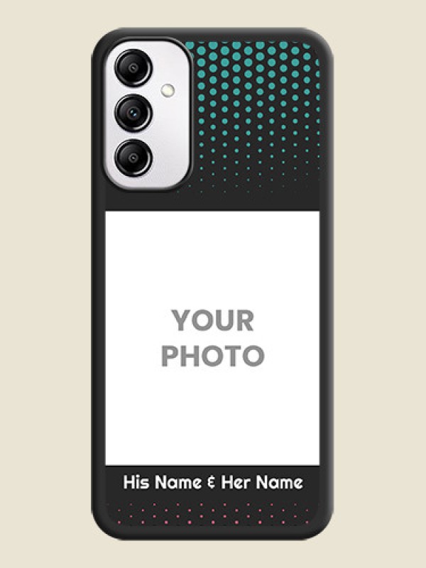 Custom Faded Dots with Grunge Photo Frame and Text on Space Black Custom Soft Matte Phone Cases - Galaxy M14 5G - alternate view