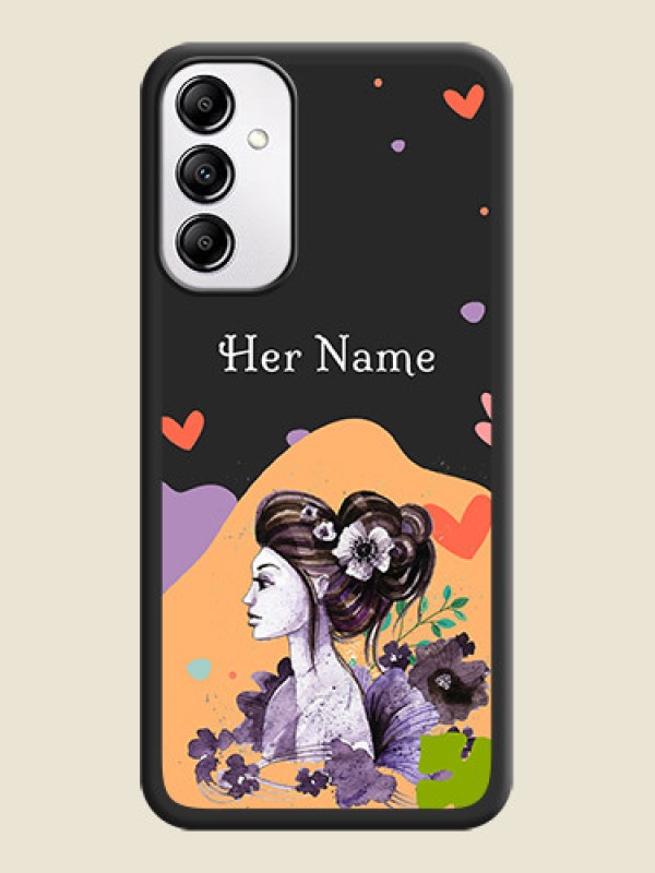 Custom Namecase For Her With Fancy Lady Image On Space Black Personalized Soft Matte Phone Covers -Samsung Galaxy M14 5G - alternate view