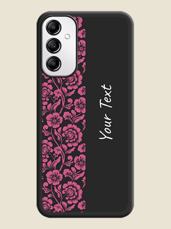 Custom Pink Floral Pattern Design With Custom Text On Space Black Personalized Soft Matte Phone Covers -Samsung Galaxy M14 5G - alternate view