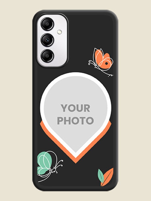 Custom Upload Pic With Simple Butterly Design On Space Black Personalized Soft Matte Phone Covers -Samsung Galaxy M14 5G - alternate view