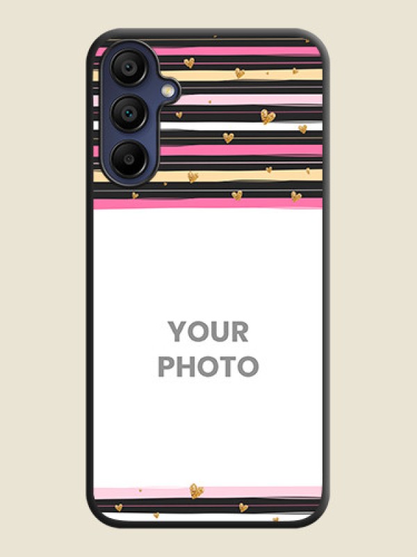 Custom Multicolor Lines and Golden Love Symbols Design - Photo on Space Black Soft Matte Mobile Cover - Galaxy M15 5G - alternate view
