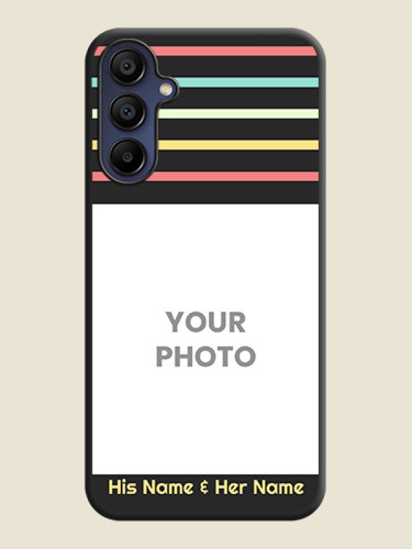 Custom Color Stripes with Photo and Text - Photo on Space Black Soft Matte Mobile Case - Galaxy M15 5G - alternate view