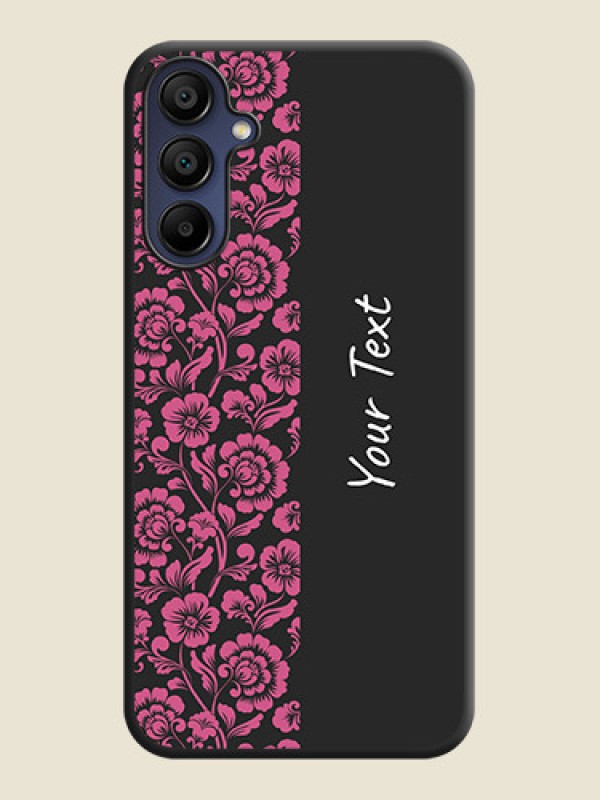 Custom Pink Floral Pattern Design With Custom Text On Space Black Personalized Soft Matte Phone Covers - Galaxy M15 5G - alternate view