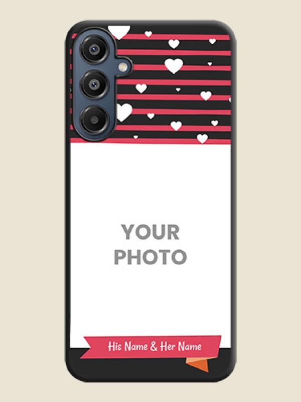 Custom White Color Love Symbols with Pink Lines Pattern On Space Black Custom Soft Matte Mobile Back Cover - Galaxy M16 5G - alternate view