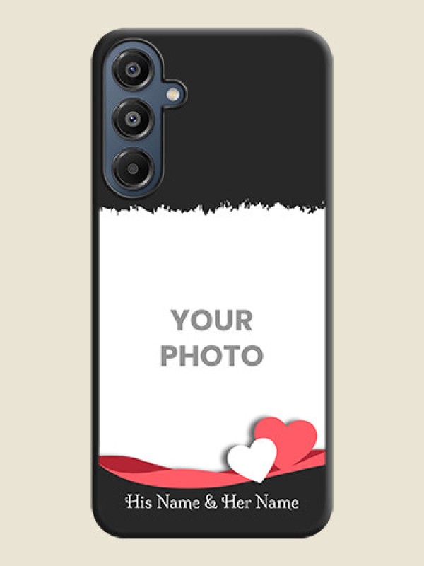 Custom Pin Color Love Shaped Ribbon Design with Text On Space Black Custom Soft Matte Mobile Back Cover - Galaxy M16 5G - alternate view