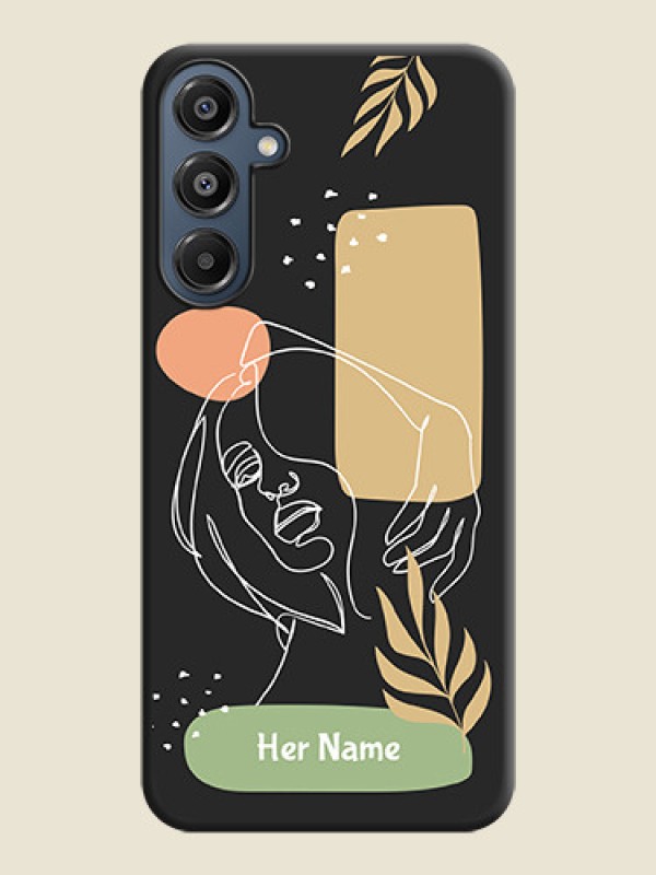 Custom Custom Text With Line Art Of Women & Leaves Design On Space Black Custom Soft Matte Mobile Back Cover - Galaxy M16 5G - alternate view