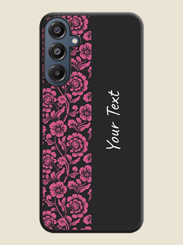 Custom Pink Floral Pattern Design With Custom Text On Space Black Custom Soft Matte Mobile Back Cover - Galaxy M16 5G - alternate view