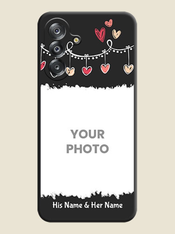 Custom Pink Love Hangings with Name On Space Black Custom Soft Matte Mobile Back Cover - Samsung Galaxy M17 5G - alternate view