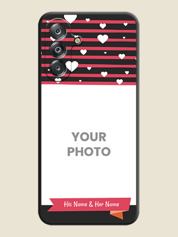 Custom White Color Love Symbols with Pink Lines Pattern On Space Black Custom Soft Matte Mobile Back Cover - Samsung Galaxy M17 5G - alternate view