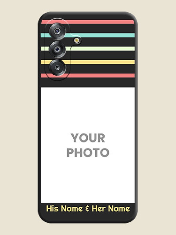 Custom Color Stripes with Photo and Text on Photo On Space Black Custom Soft Matte Mobile Back Cover - Samsung Galaxy M17 5G - alternate view