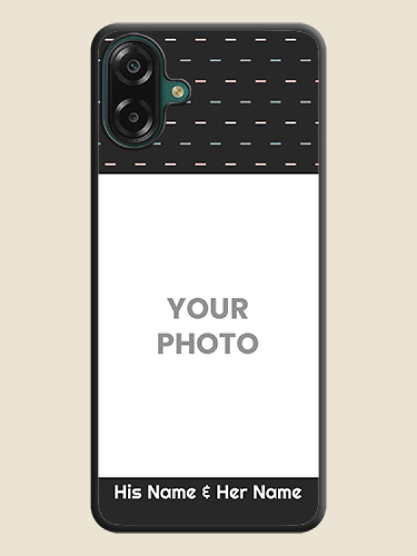 Custom Line Pattern Design with Text On Space Black Custom Soft Matte Mobile Back Cover - Samsung Galaxy M17e - alternate view