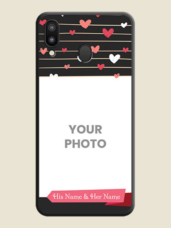 Custom Love Pattern with Name on Pink Ribbon  on Photo on Space Black Soft Matte Back Cover - Galaxy M20 - alternate view