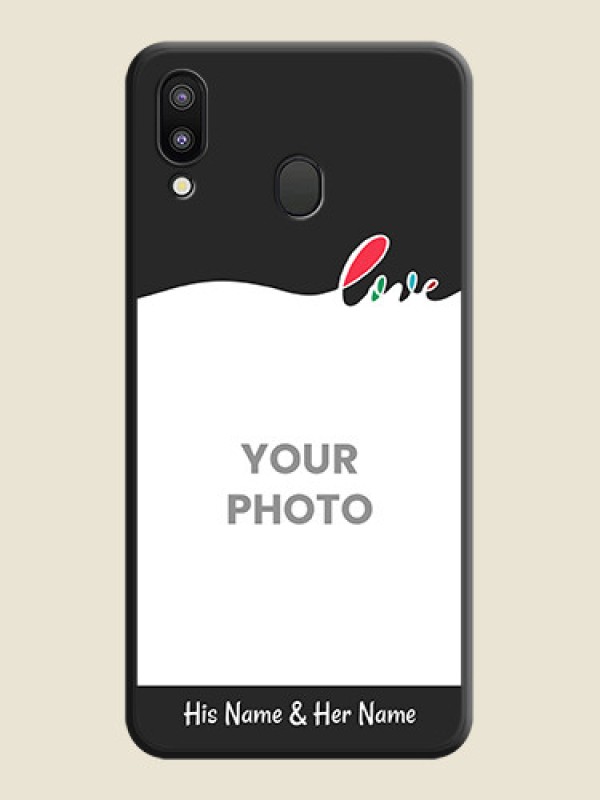 Custom Fall in Love Pattern with Picture on Photo on Space Black Soft Matte Mobile Case - Galaxy M20 - alternate view
