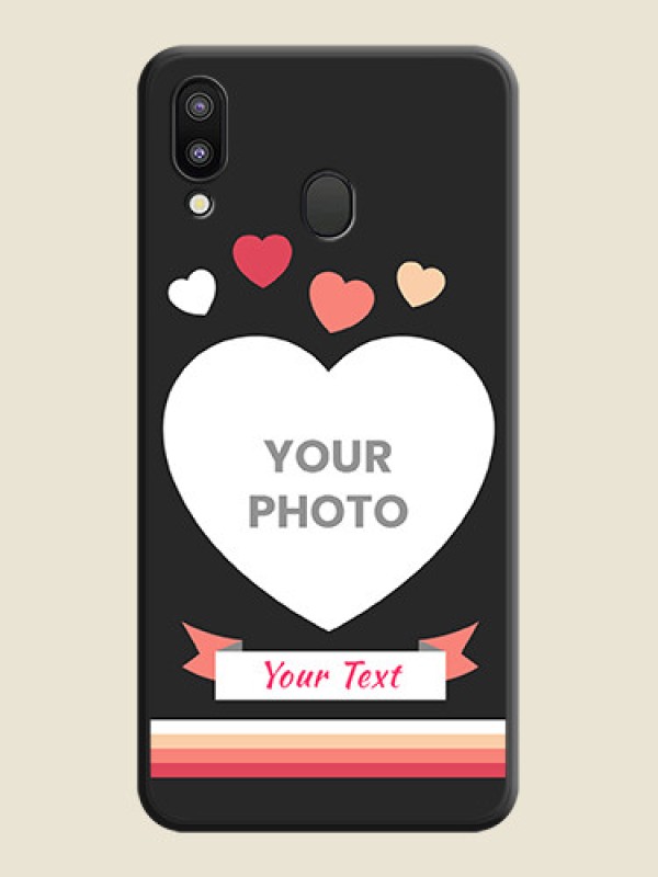 Custom Love Shaped Photo with Colorful Stripes on Personalised Space Black Soft Matte Cases - Galaxy M20 - alternate view