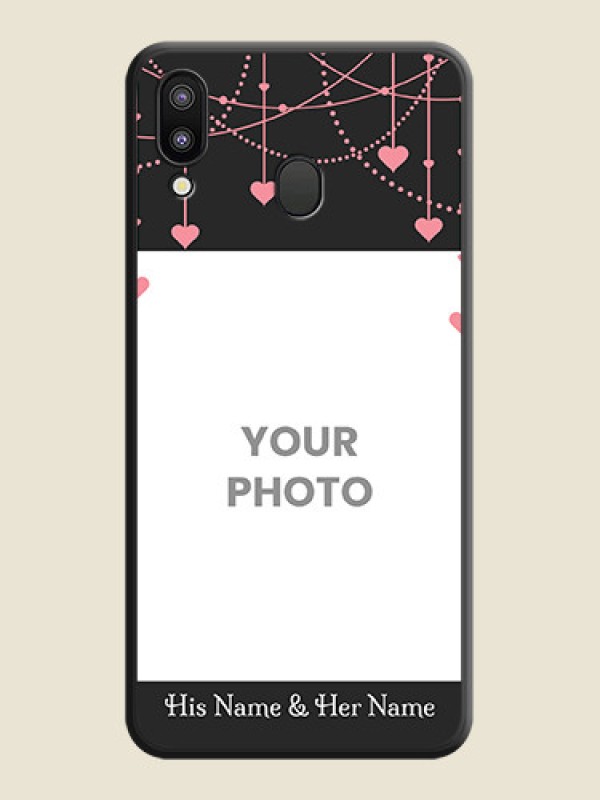 Custom Pink Love Hangings with Text on Space Black Custom Soft Matte Back Cover - Galaxy M20 - alternate view