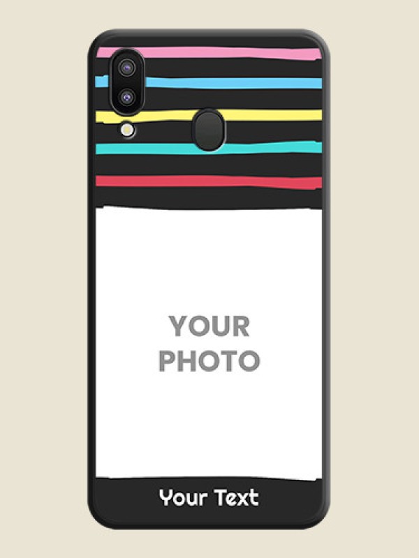 Custom Multicolor Lines with Image on Space Black Personalized Soft Matte Phone Covers - Galaxy M20 - alternate view