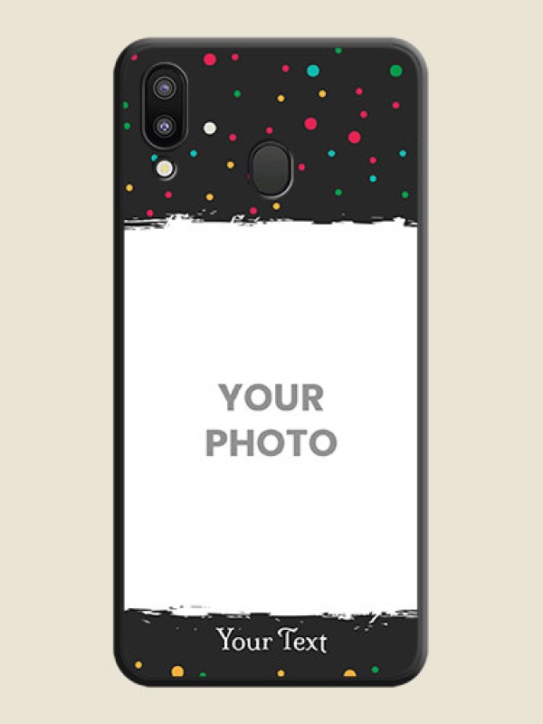 Custom Multicolor Dotted Pattern with Text on Space Black Custom Soft Matte Phone Back Cover - Galaxy M20 - alternate view