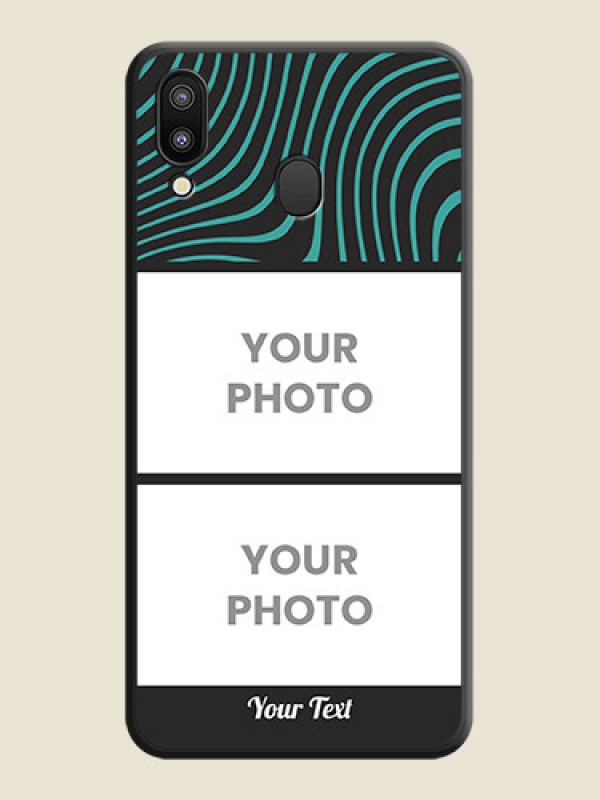 Custom Wave Pattern with 2 Image Holder on Space Black Personalized Soft Matte Phone Covers - Galaxy M20 - alternate view