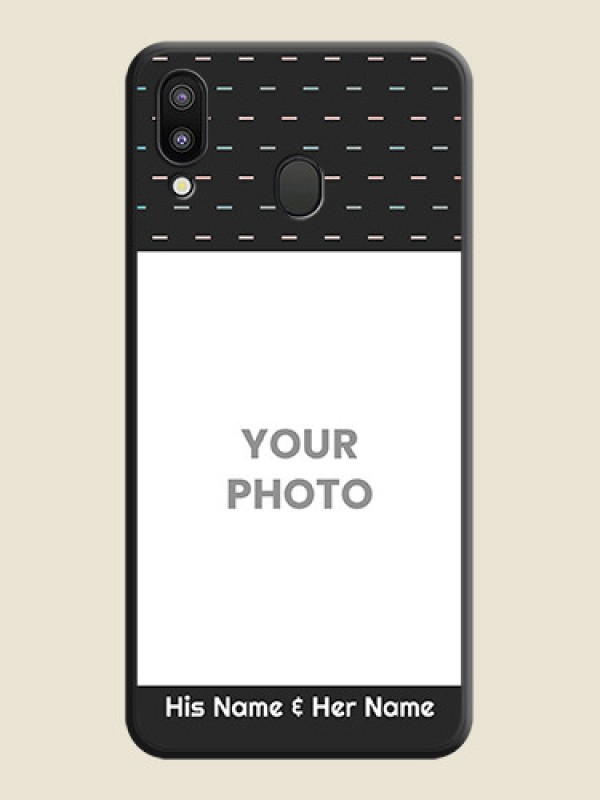 Custom Line Pattern Design with Text on Space Black Custom Soft Matte Phone Back Cover - Galaxy M20 - alternate view
