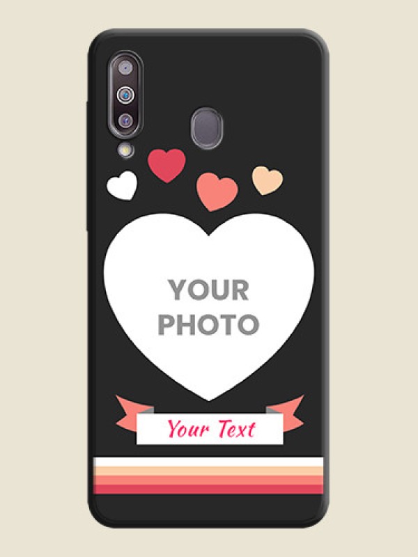 Custom Love Shaped Photo with Colorful Stripes on Personalised Space Black Soft Matte Cases - Galaxy M30 - alternate view