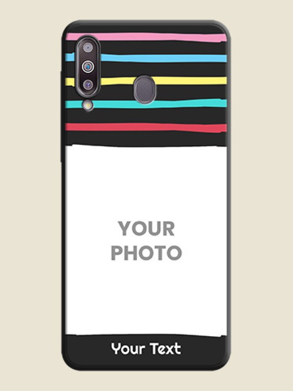 Custom Multicolor Lines with Image on Space Black Personalized Soft Matte Phone Covers - Galaxy M30 - alternate view