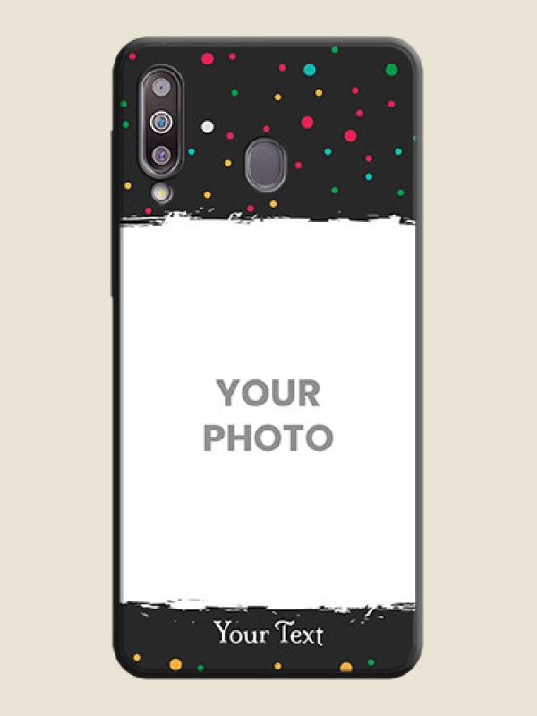 Custom Multicolor Dotted Pattern with Text on Space Black Custom Soft Matte Phone Back Cover - Galaxy M30 - alternate view