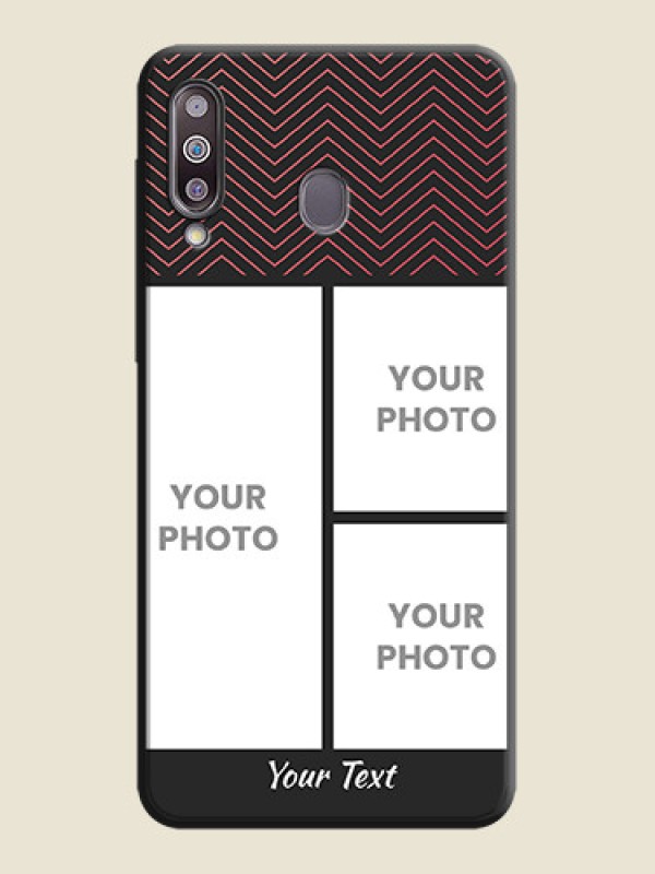 Custom Wave Pattern with 3 Image Holder on Space Black Custom Soft Matte Back Cover - Galaxy M30 - alternate view