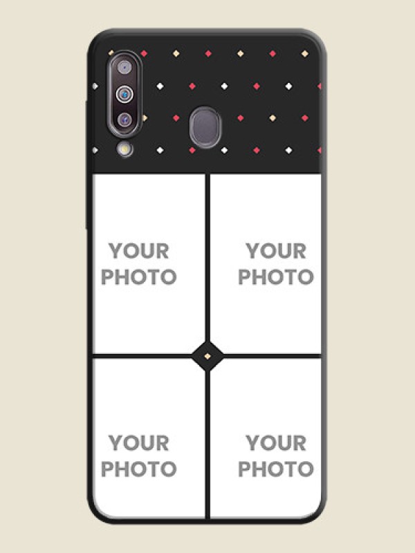 Custom Multicolor Dotted Pattern with 4 Image Holder on Space Black Custom Soft Matte Phone Cases - Galaxy M30 - alternate view