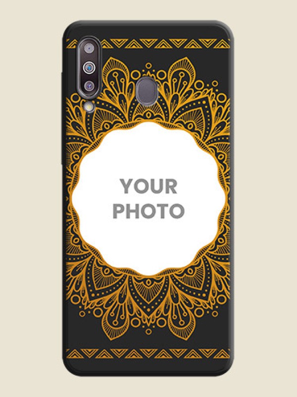 Custom Round Image with Floral Design - Photo on Space Black Soft Matte Mobile Cover - Galaxy M30 - alternate view