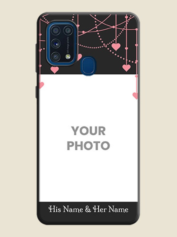 Custom Pink Love Hangings with Text on Space Black Custom Soft Matte Back Cover - Galaxy M31 Prime Edfition - alternate view