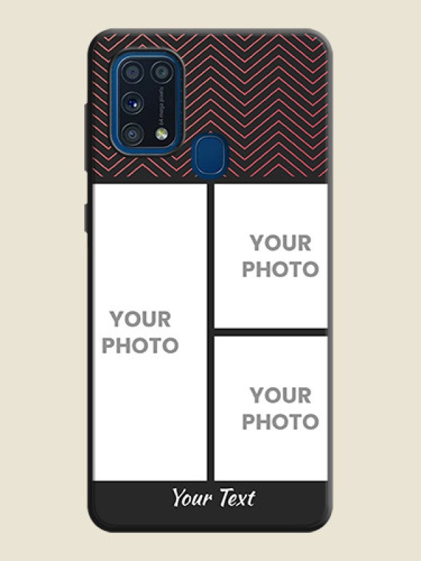 Custom Wave Pattern with 3 Image Holder on Space Black Custom Soft Matte Back Cover - Galaxy M31 Prime Edfition - alternate view