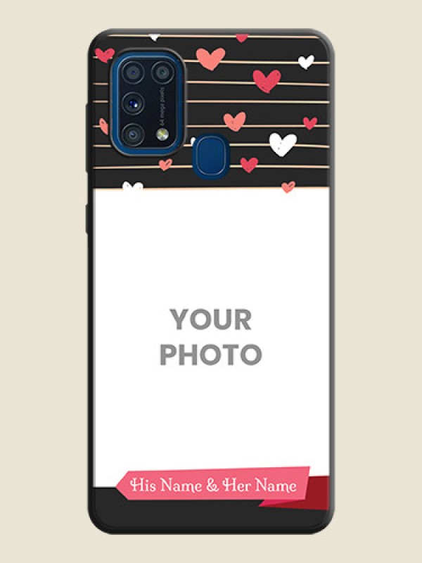 Custom Love Pattern with Name on Pink Ribbon  - Photo on Space Black Soft Matte Back Cover - Galaxy M31 - alternate view