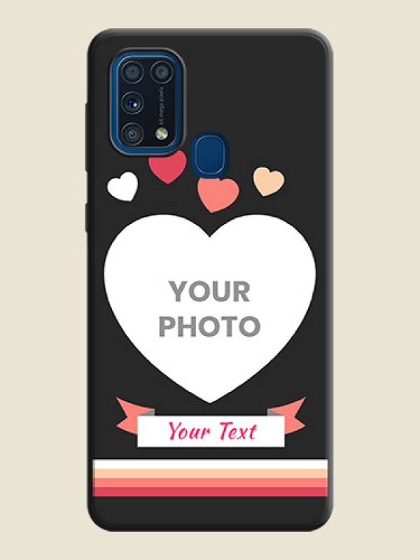 Custom Love Shaped Photo with Colorful Stripes on Personalised Space Black Soft Matte Cases - Galaxy M31 - alternate view
