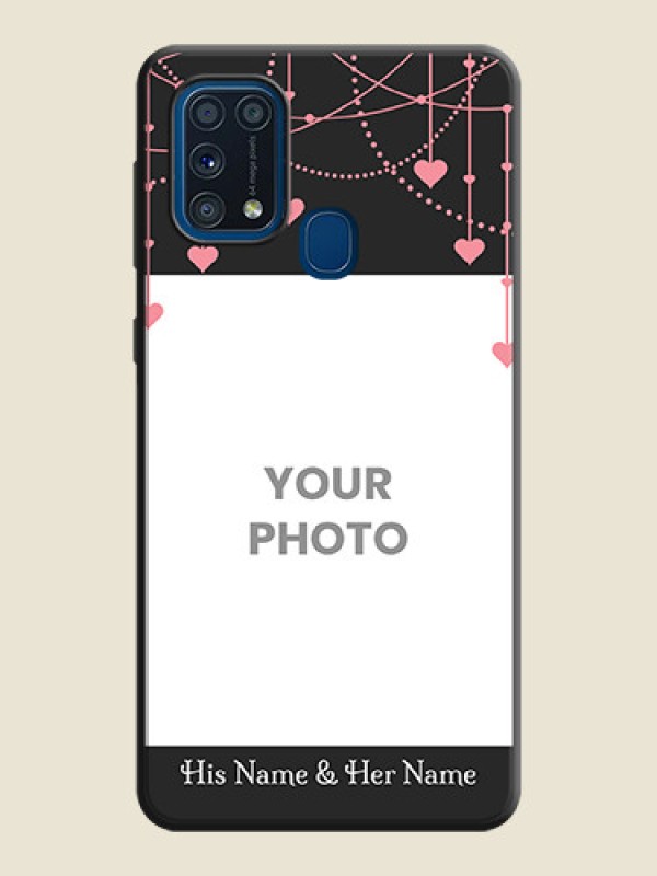 Custom Pink Love Hangings with Text on Space Black Custom Soft Matte Back Cover - Galaxy M31 - alternate view