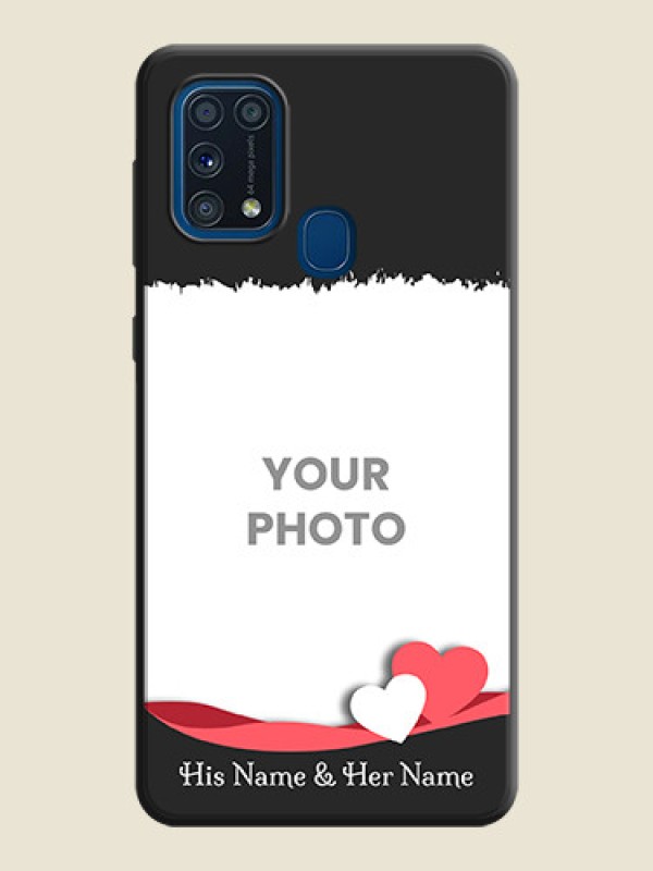 Custom Pink Color Love Shaped Ribbon Design with Text on Space Black Custom Soft Matte Phone Back Cover - Galaxy M31 - alternate view