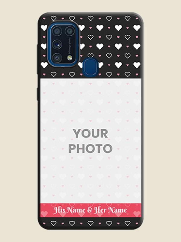 Custom White Color Love Symbols with Text Design - Photo on Space Black Soft Matte Phone Cover - Galaxy M31 - alternate view