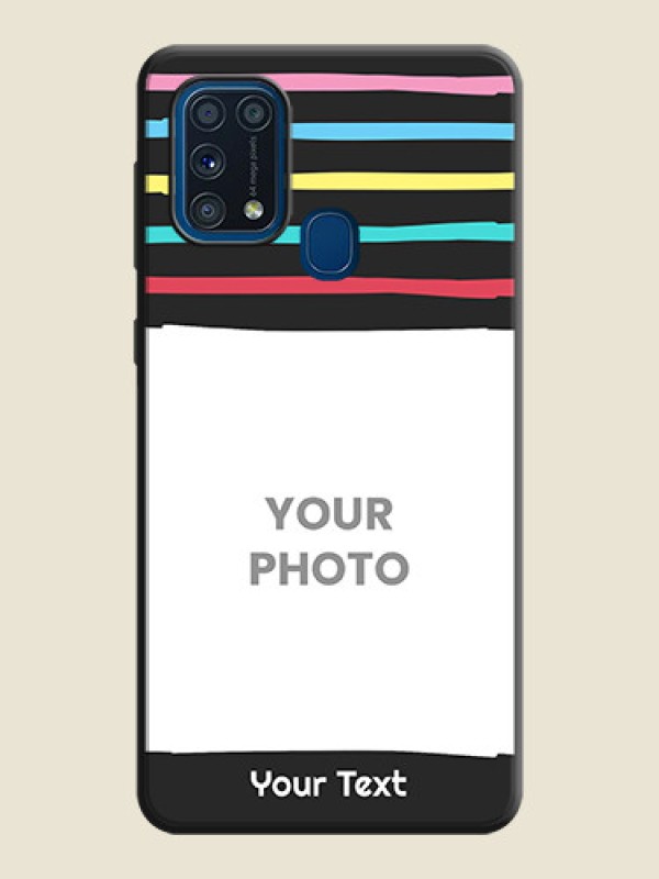 Custom Multicolor Lines with Image on Space Black Personalized Soft Matte Phone Covers - Galaxy M31 - alternate view
