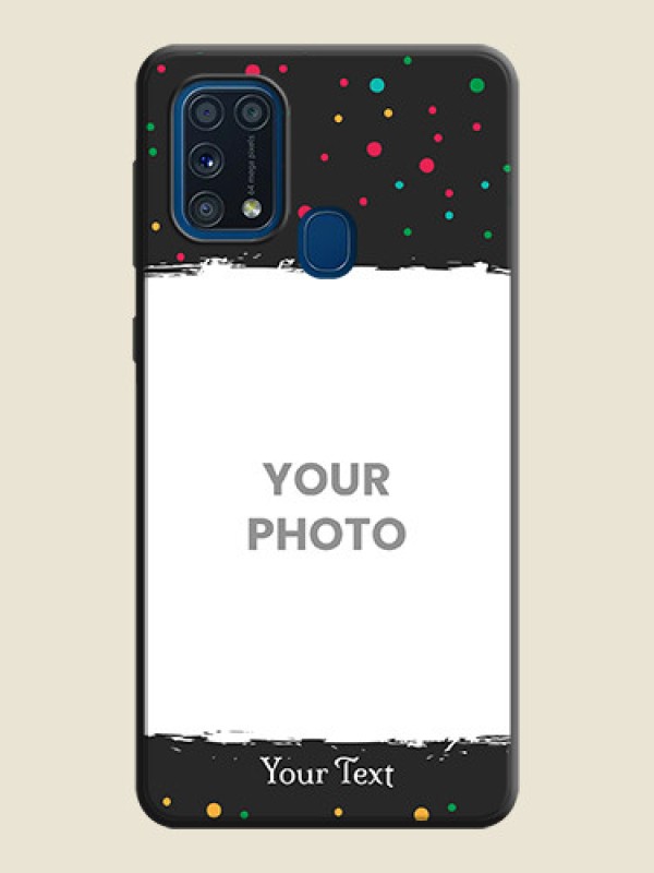 Custom Multicolor Dotted Pattern with Text on Space Black Custom Soft Matte Phone Back Cover - Galaxy M31 - alternate view