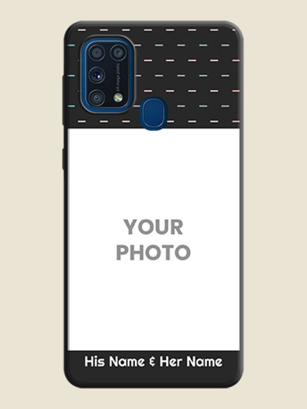 Custom Line Pattern Design with Text on Space Black Custom Soft Matte Phone Back Cover - Galaxy M31 - alternate view