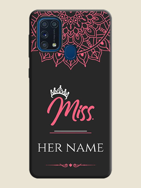 Custom Mrs Name with Floral Design on Space Black Personalized Soft Matte Phone Covers - Galaxy M31 - alternate view