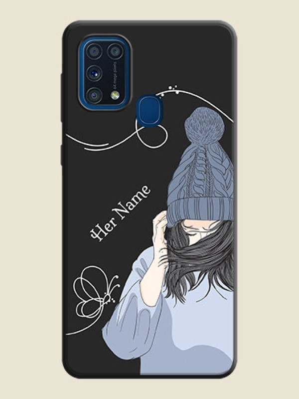 Custom Girl With Blue Winter Outfiit Custom Text Design On Space Black Personalized Soft Matte Phone Covers -Samsung Galaxy M31 - alternate view