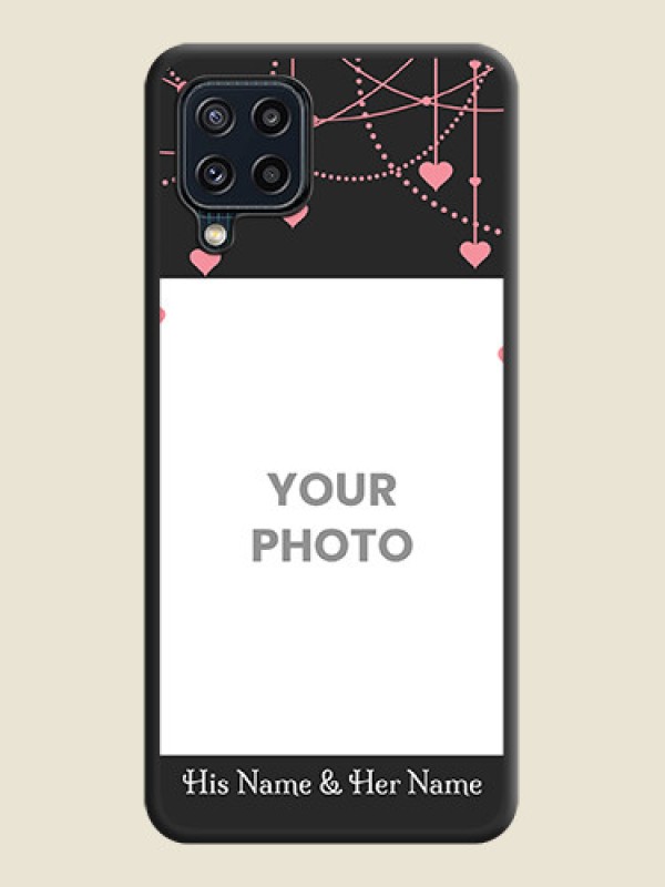 Custom Pink Love Hangings with Text on Space Black Custom Soft Matte Back Cover - Galaxy M32 4G Prime Edition - alternate view