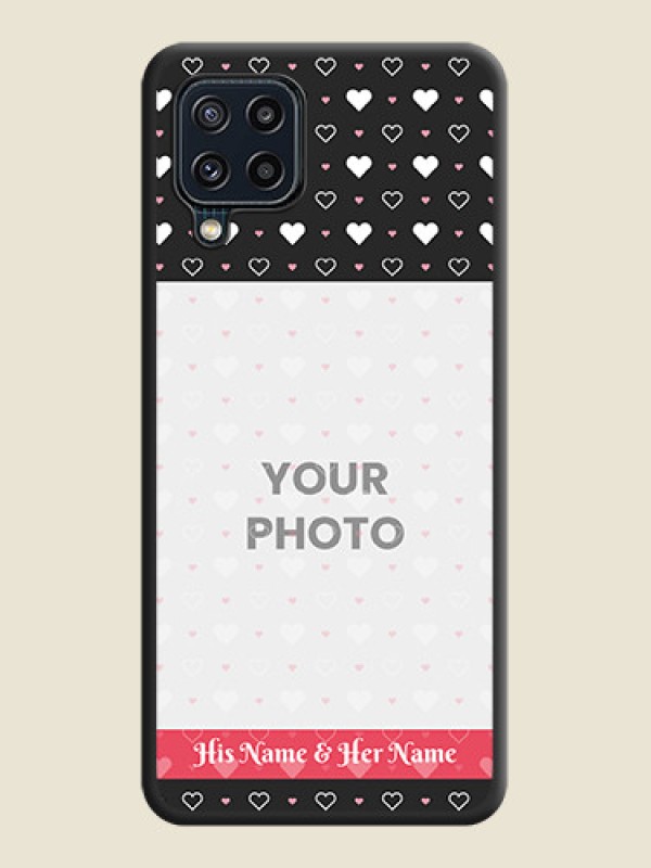 Custom White Color Love Symbols with Text Design on Photo on Space Black Soft Matte Phone Cover - Galaxy M32 4G Prime Edition - alternate view