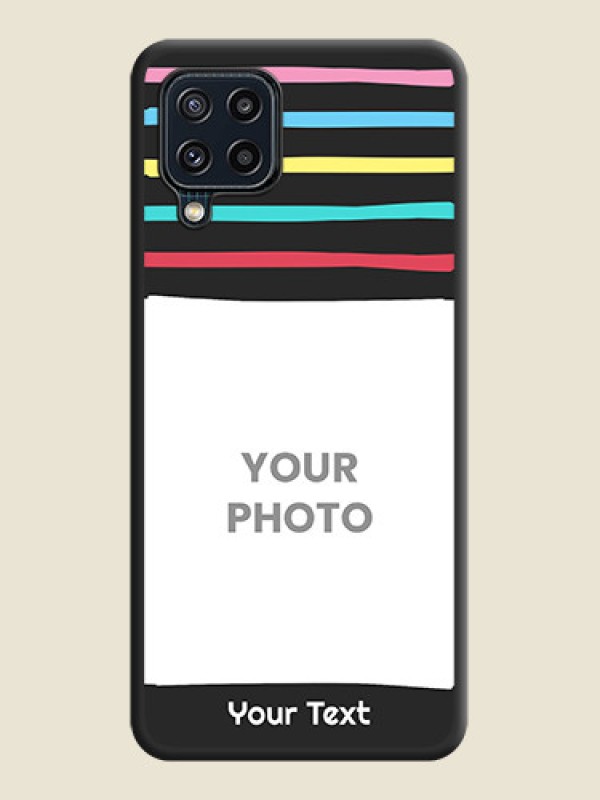 Custom Multicolor Lines with Image on Space Black Personalized Soft Matte Phone Covers - Galaxy M32 4G Prime Edition - alternate view